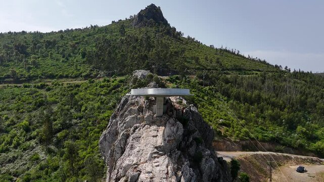 Aerial Dolly Zoom of Miradouro do Zebro