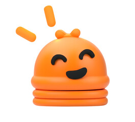 Happy orange 3d emoji character isolated on white background
