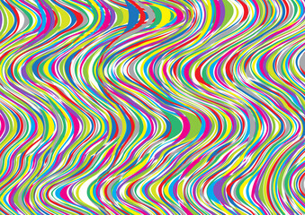 Colorful wavy line pattern. These lines are close together and create the illusion of movement. Gives a dynamic and energetic impression