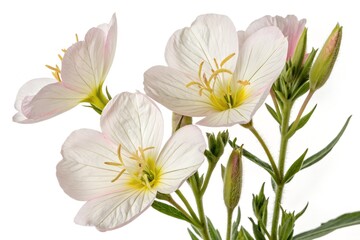 Fototapeta premium evening primrose white flowers isolated on white