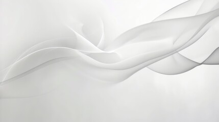 Abstract white flowing fabric waves with soft shadows and smooth textile surface