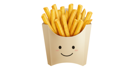 Isolated Cartoon French Fries with Smiling Face