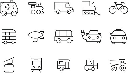 Extensive Collection of Transportation Icons Vehicles, Trains, and More – 181.eps Vector Illustrations