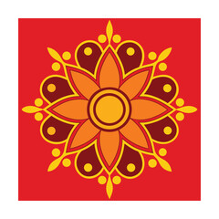 Floral Mandala Design with Warm Color Palette