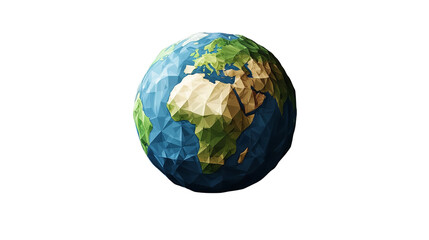 A polygonal Earth glows symbolizing digital unity on a on transparent background