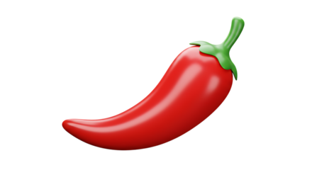 Single red chili pepper isolated on white background