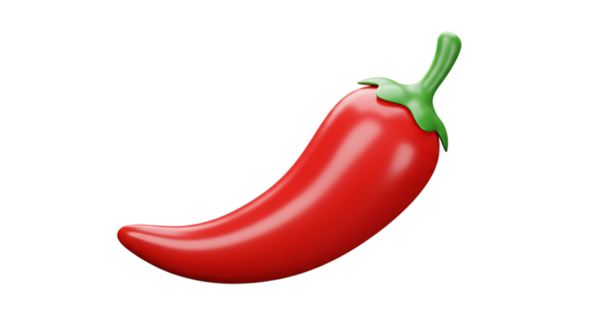 Single red chili pepper isolated on white background