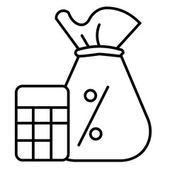 Money bag with calculator icon. Featuring a money bag and a calculator vector 