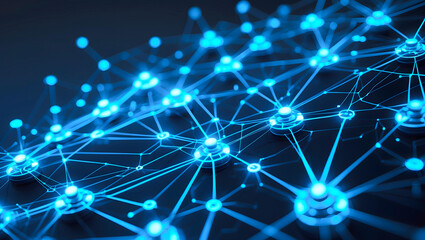 Concept illustration of internet network connection and social media with shining plexus line style. AI-Generated