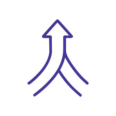 Converging paths form upward arrow. Icon symbol illustration