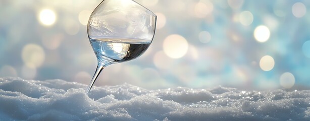 A crystal glass filled with clear water on a reflective surface, showcasing tranquility.