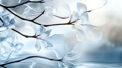 Delicate frosted flowers on a serene background, capturing winter's beauty and elegance.