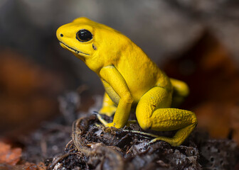 Close-up view of a Golden poison frog (Phyllobates terribilis)