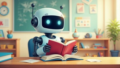 A robot with a book