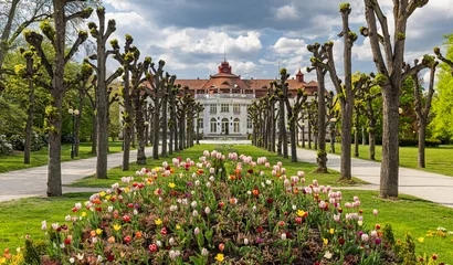 Gordijnen Tsjechië Historical Spa Building and Garden in Karlovy Vary (Czech Republic)  © Henner Damke