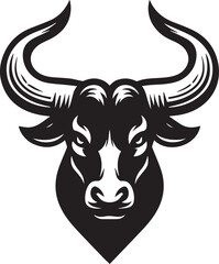 Minimalist Black and White Bull Vector Illustration