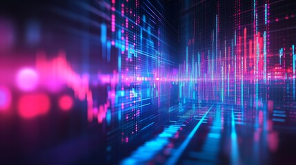 An abstract representation of a stock market ticker with fluctuating numbers and graphs, creating a dynamic visual of market activity.