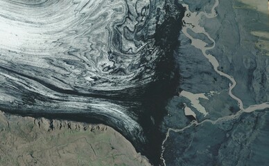 High-Resolution Aerial View of Ice Formations