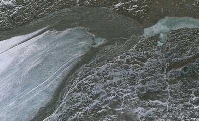 High-Resolution Aerial View of Ice Formations