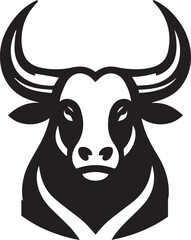 Minimalist Black and White Bull Vector Illustration