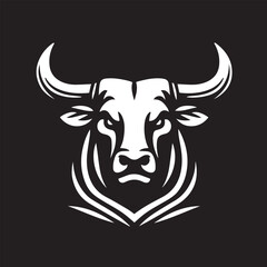 Minimalist Black and White Bull Vector Illustration