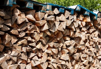 Stacked Firewood Close-Up 