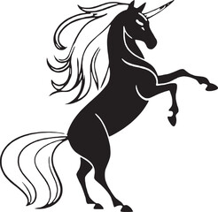 Stylish black unicorn silhouette standing strong with a flowing mane, perfect for bold, magical, and fantasy-themed designs.