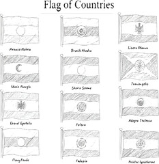 Flags of different countries vector set, world flags collection, international symbols, editable design for history books, geography posters, educational use, school charts, and global learning.