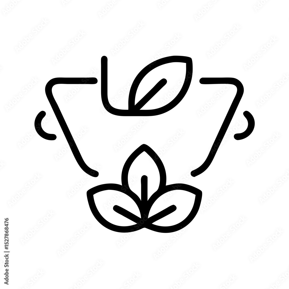 Poster abstract line drawing of a leaf within a circular design