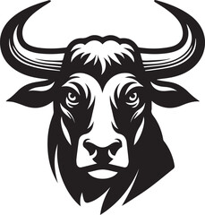 Minimalist Black and White Bull Vector Illustration