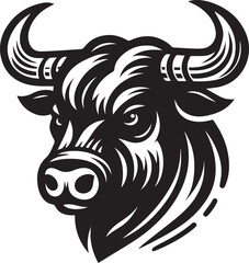 Minimalist Black and White Bull Vector Illustration