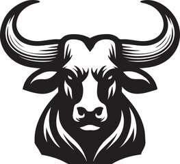 Minimalist Black and White Bull Vector Illustration