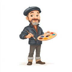Creative Artist Holding Palette with Vibrant Paints, Smiling and Ready to Create Colorful Masterpieces in Studio