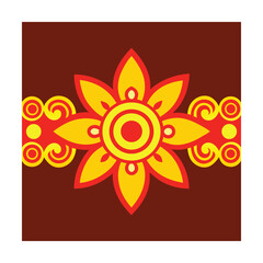 Stylized Flower Design on Brown Square Background
