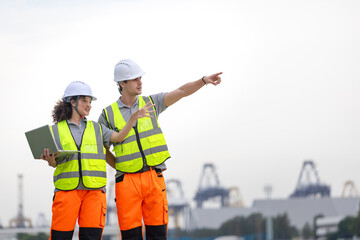 Port Engineers Team Discussing Logistics at a Shipping Yard, Team of Maritime Professionals Planning at a Harbor, Industrial Workers Overseeing Operations at a Commercial Dock