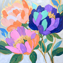 Abstract still life features bright flowers with golden accents Generative AI