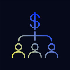 Obraz premium Dollar sign branching into three people. Icon symbol illustration
