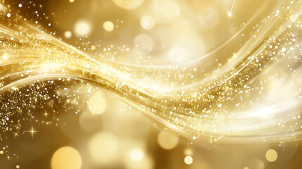 4k Abstract golden particles wave bokeh background golden bokeh lights banner golden waves poster glowing golden lights wallpaper shining golden wave background