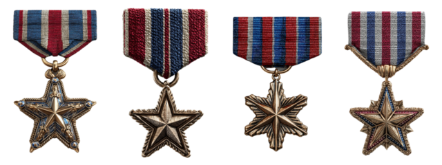 Collection of Distinctive Military Medals with Ribbons Displayed