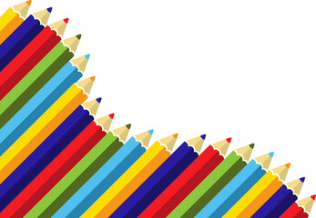 Set Colored Pencil Corner Border 