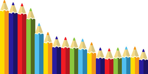 Set Colored Pencil Corner Border 