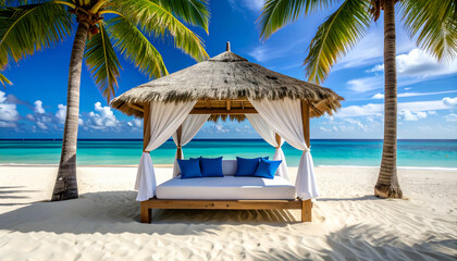 Luxury Beach Cabana Tropical Getaway on Pristine White Sand