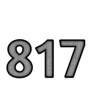 Block and white color numbers 817