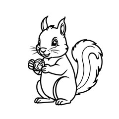Fototapeta premium 木の実を持つリスのイラスト｜Squirrel Holding Nut Illustration