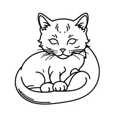 Naklejka premium 丸くなって眠る子猫｜Sleeping Kitten Illustration