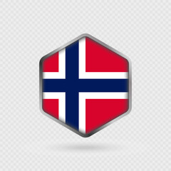 Fototapeta premium Norway Flag Icon in Hexagon Shape.