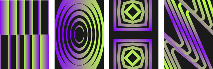 Modern gradient poster background vector collections. Cover template with vibrant perspective geometric prism shapes, line. Ideal design for social media, cover, banner, flyer.