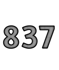 Block and white color numbers 837