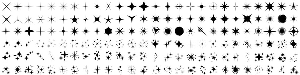Sparkle vector icons set. Shine symbol illustration. Star sign collection.