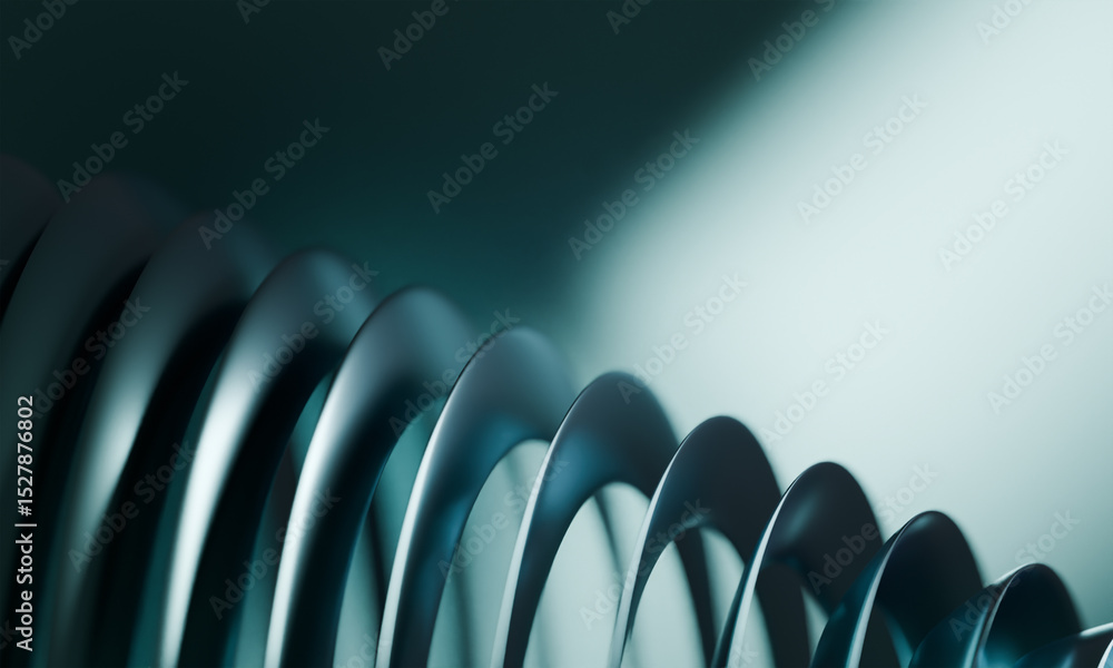 Aufkleber sophisticated blue-green undulating surfaces - minimalist 3d abstract pattern with smooth transition